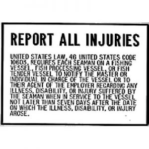 REPORT ALL INJURIES PLAQUE